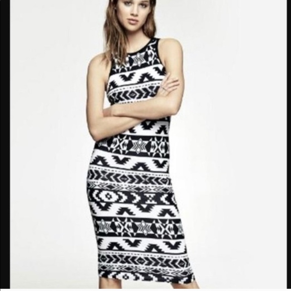 Express Geometric Racerback Midi Bodycon Dress
